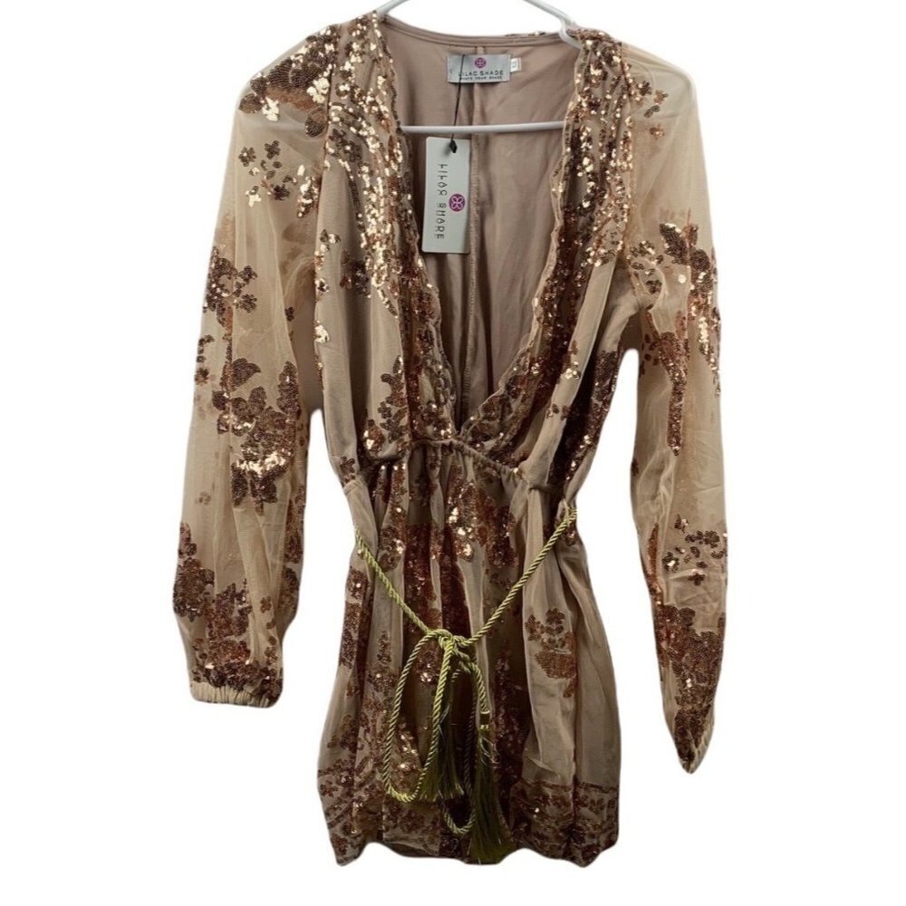Lilac Shade Women's Gold Sparkling Romper - Picture 1 of 5